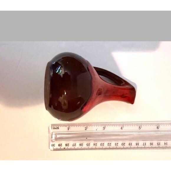 Vintage Red & Brown Ceramic Pitcher Vase With Handle Calgary Cananda - Picture 2 of 8